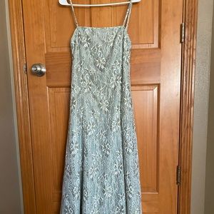Light green lace dress.